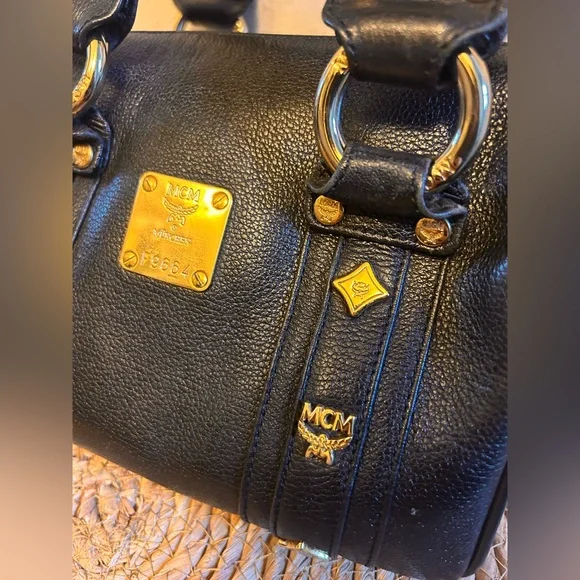 MCM Mini Boston Black Satchel with Gold Accents - Picture 2 of 15
